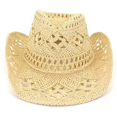 Generic Chapeau de cowboy en paille, chapeau de cowboy pour femme, style occidental avec large bord, casquette de plage de voyage pour le soleil pour femme, style occidental - Publicité Generic Chapeau de cowboy en paille, chapeau de cowboy pour femme, style occidental avec large bord, casquette de plage de voyage pour le soleil pour femme, style occidental - Publicité