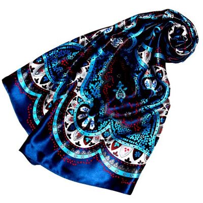 LORENZO CANA Foulard pour la femme – écharpe de 100% soie pour le printemps et l´été, carré avec les mesures de 90 x 90 cm – en saphir bleu turquoise rouge blanc - Publicité LORENZO CANA Foulard pour la femme – écharpe de 100% soie pour le printemps et l´été, carré avec les mesures de 90 x 90 cm – en saphir bleu turquoise rouge blanc - Publicité