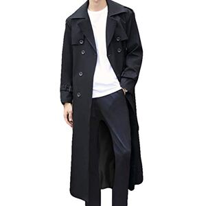 Pantete Trench-coat à double boutonnage pour homme Décontracté Coupe-vent Revers Manteau long, noir, Medium - Publicité Pantete Trench-coat à double boutonnage pour homme Décontracté Coupe-vent Revers Manteau long, noir, Medium - Publicité