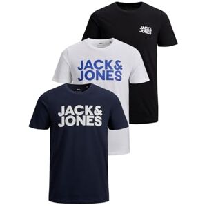Jack & Jones Jjecorp Logo Tee SS O-Neck 3pk MP T-Shirt, Noir/Paquet : 1noir, 1bleu Marine, 1blanc, M (Lot de 3) Hommes - Publicité Jack & Jones Jjecorp Logo Tee SS O-Neck 3pk MP T-Shirt, Noir/Paquet : 1noir, 1bleu Marine, 1blanc, M (Lot de 3) Hommes - Publicité