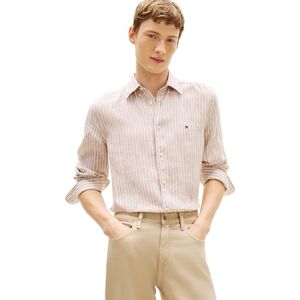 Tommy Hilfiger Linen Bengal RF Shirt Chemise S/S, Brown (Sandalwood/Stripe), L Homme - Publicité Tommy Hilfiger Linen Bengal RF Shirt Chemise S/S, Brown (Sandalwood/Stripe), L Homme - Publicité