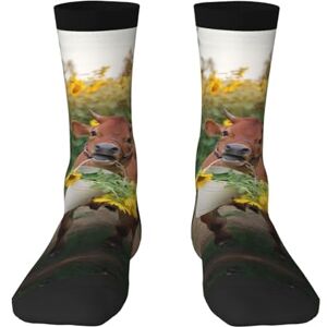 WBQLSL Chaussettes de sport respirantes à motif vache avec tournesols – Chaussettes mi-mollet extensibles, adaptées pour le fitness et les tenues décontractées., 3 noir, Taille unique - Publicité WBQLSL Chaussettes de sport respirantes à motif vache avec tournesols – Chaussettes mi-mollet extensibles, adaptées pour le fitness et les tenues décontractées., 3 noir, Taille unique - Publicité
