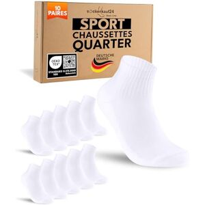 sockenkauf24 10 Paires Chaussettes Sport Quarter Homme 43-46 Blanche Chaussettes Tennis Respirantes et Renforcées - Publicité sockenkauf24 10 Paires Chaussettes Sport Quarter Homme 43-46 Blanche Chaussettes Tennis Respirantes et Renforcées - Publicité