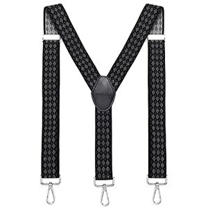 MASADA Bretelles pour hommes Mousqueton robustes 3,5 cm de large jusqu'à 195 cm de hauteur Losange noir gris blanc - Publicité MASADA Bretelles pour hommes Mousqueton robustes 3,5 cm de large jusqu'à 195 cm de hauteur Losange noir gris blanc - Publicité