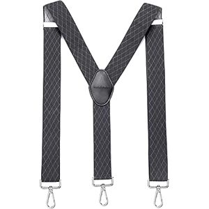 MASADA Bretelles pour hommes Mousqueton robustes 3,5 cm de large jusqu'à 195 cm de hauteur Losange gris - Publicité MASADA Bretelles pour hommes Mousqueton robustes 3,5 cm de large jusqu'à 195 cm de hauteur Losange gris - Publicité