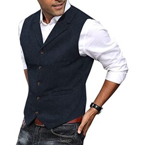 Solovedress Gilet de costume homme Vintage revers cranté Tweed La laine pour le mariage(Marine Foncé, XXL) - Publicité Solovedress Gilet de costume homme Vintage revers cranté Tweed La laine pour le mariage(Marine Foncé, XXL) - Publicité