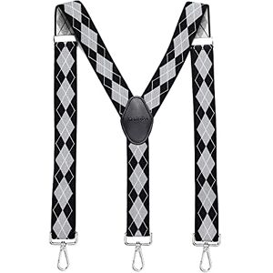 MASADA Bretelles pour hommes Mousqueton robustes 3,5 cm de large jusqu'à 195 cm de hauteur Plaid-noir gris blanc - Publicité MASADA Bretelles pour hommes Mousqueton robustes 3,5 cm de large jusqu'à 195 cm de hauteur Plaid-noir gris blanc - Publicité