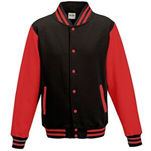 AWDis Varsity Jacket, Sweat-Shirt Homme, Multicoloured (Jet Black/Fire Red), M - Publicité AWDis Varsity Jacket, Sweat-Shirt Homme, Multicoloured (Jet Black/Fire Red), M - Publicité
