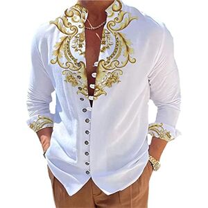 kewing Chemise à Boutons à Manches Longues pour Hommes Chemises baroques à col Montant et à Fleurs royales Chemises à Boutons spéciales Outdoor Street Blouse Henley Shirt - Publicité kewing Chemise à Boutons à Manches Longues pour Hommes Chemises baroques à col Montant et à Fleurs royales Chemises à Boutons spéciales Outdoor Street Blouse Henley Shirt - Publicité