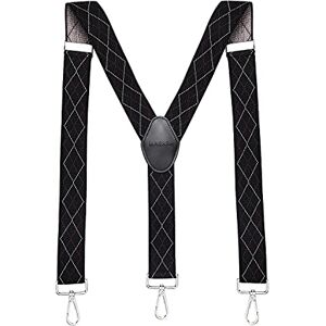 MASADA Bretelles pour hommes Mousqueton robustes 3,5 cm de large jusqu'à 195 cm de hauteur Plaid-noir - Publicité MASADA Bretelles pour hommes Mousqueton robustes 3,5 cm de large jusqu'à 195 cm de hauteur Plaid-noir - Publicité