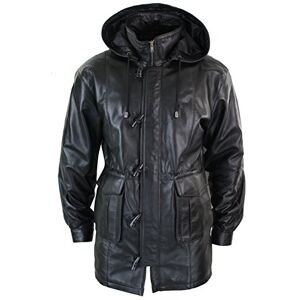 TruClothing Manteau Longueur 3/4 pour Homme Cuir véritable Style Duffle Safari Capuche Amovible Noir XL - Publicité TruClothing Manteau Longueur 3/4 pour Homme Cuir véritable Style Duffle Safari Capuche Amovible Noir XL - Publicité