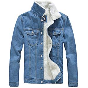 KPPONG Veste en Jean avec Fourrure Homme Plus Velours Blouson Léger Cowboy Denim Slim Rider Chaud Manteau Hiver Manches Longues Trucker Jacket Outwear Oversize - Publicité