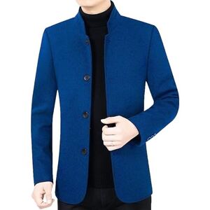 HUIANGLIYG Blazer À Chevrons pour Homme, Veste de Costume Vintage en Tweed de Laine Mélangée, Col Mao, Simple Boutonnage, Manteau en Laine Décontracté, Coupe Vent, Bleu Roi, Taille L - Publicité HUIANGLIYG Blazer À Chevrons pour Homme, Veste de Costume Vintage en Tweed de Laine Mélangée, Col Mao, Simple Boutonnage, Manteau en Laine Décontracté, Coupe Vent, Bleu Roi, Taille L - Publicité
