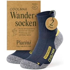 Piarini 2 paires de chaussettes de randonnée Coolmax été courtes, respirantes, anti-ampoules et rembourrées Chaussettes de trekking outdoor femmes hommes Tailles 35-38 à 47-50, Marine, 35-38 - Publicité Piarini 2 paires de chaussettes de randonnée Coolmax été courtes, respirantes, anti-ampoules et rembourrées Chaussettes de trekking outdoor femmes hommes Tailles 35-38 à 47-50, Marine, 35-38 - Publicité