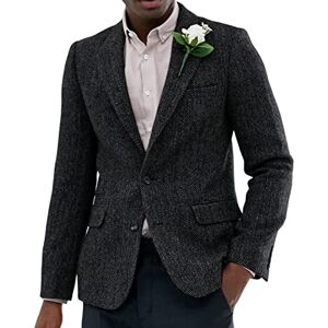 Solovedress Blazer classique à chevrons en tweed pour homme, Noir , XXXL - Publicité Solovedress Blazer classique à chevrons en tweed pour homme, Noir , XXXL - Publicité