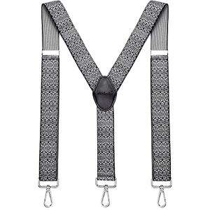 MASADA Bretelles pour hommes Mousqueton robustes 3,5 cm de large jusqu'à 195 cm de hauteur Paisley gris - Publicité MASADA Bretelles pour hommes Mousqueton robustes 3,5 cm de large jusqu'à 195 cm de hauteur Paisley gris - Publicité