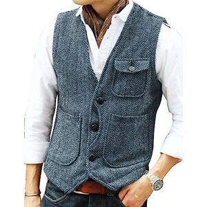 Solovedress Gilet Costume Homme Vintage Sans Manche Mariage Tweed Décontractée Col V La laine(Marine Clair, XXL) - Publicité Solovedress Gilet Costume Homme Vintage Sans Manche Mariage Tweed Décontractée Col V La laine(Marine Clair, XXL) - Publicité
