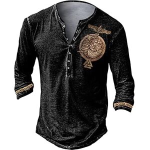 uxxnjfg Deguisement Halloween Homme Chemise Homme Manches Longues Col Mao Tee Shirt Homme Vintage Assassin Creed Viking Gothique Steampunk Pirate Medieval Pas Cher Sweat Hauts Militaire Veste Marron L - Publicité