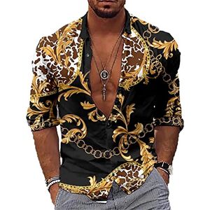 ADITIRCP Chemise Baroque décontractée pour Homme Trending Chain Royal Imprimé Button Down Chemises à Manches Longues Chemises habillées élégantes Chemisier - Publicité ADITIRCP Chemise Baroque décontractée pour Homme Trending Chain Royal Imprimé Button Down Chemises à Manches Longues Chemises habillées élégantes Chemisier - Publicité