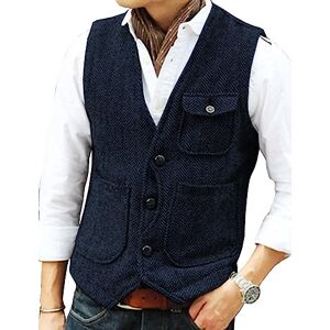 Solovedress Gilet Costume Homme Vintage Sans Manche Mariage Tweed Décontractée Col V La laine(Marine Foncé, XXL) - Publicité Solovedress Gilet Costume Homme Vintage Sans Manche Mariage Tweed Décontractée Col V La laine(Marine Foncé, XXL) - Publicité