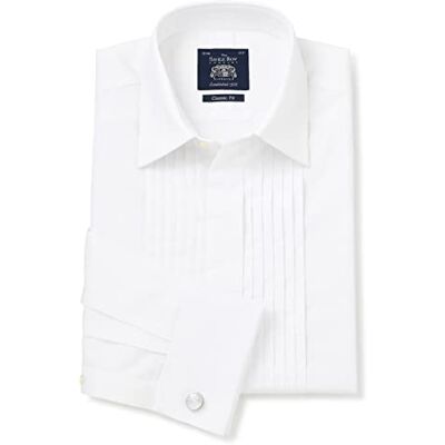 THE SAVILE ROW COMPANY LONDON Chemise de Soirée Homme Coupe Classique 100% Coton Devant Plissé Luxe, Qualité Premium, Manches Longues, Chemise Habillée, Double Poignet, Smoking, Tenue de Soirée - Publicité THE SAVILE ROW COMPANY LONDON Chemise de Soirée Homme Coupe Classique 100% Coton Devant Plissé Luxe, Qualité Premium, Manches Longues, Chemise Habillée, Double Poignet, Smoking, Tenue de Soirée - Publicité
