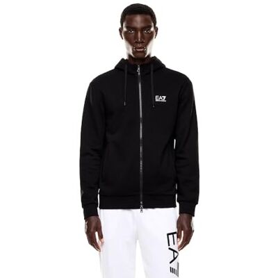 EA7 Emporio Armani Homme Sweat à Capuche et Zip en Coton, Noir , XL - Publicité EA7 Emporio Armani Homme Sweat à Capuche et Zip en Coton, Noir , XL - Publicité