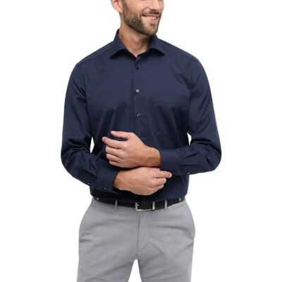 ETERNA Male Cover Shirt uni Comfort FIT 46_H_1/1, 1/1, Bleu Marine - Publicité ETERNA Male Cover Shirt uni Comfort FIT 46_H_1/1, 1/1, Bleu Marine - Publicité