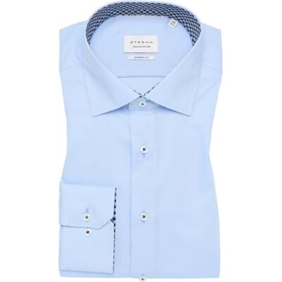 ETERNA Chemise à manches longues pour homme Coupe moderne Couleur unie Infroissable Popeline 100 % coton, bleu clair, 42 - Publicité ETERNA Chemise à manches longues pour homme Coupe moderne Couleur unie Infroissable Popeline 100 % coton, bleu clair, 42 - Publicité