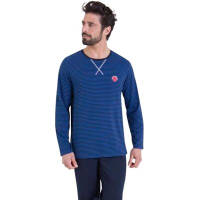 Athena Ensemble Pyjama Long Homme, Nightwear Rayures- Jersey 100% Coton Respirant – Fils Teints T-Shirt Manches Longues + Pantalon Label Oeko-TEX® Standard 100 - Publicité Athena Ensemble Pyjama Long Homme, Nightwear Rayures- Jersey 100% Coton Respirant – Fils Teints T-Shirt Manches Longues + Pantalon Label Oeko-TEX® Standard 100 - Publicité
