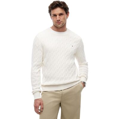 Tommy Hilfiger Classic Cotton Cable Crew Neck Pull-Over Homme (Lot de 1) - Publicité Tommy Hilfiger Classic Cotton Cable Crew Neck Pull-Over Homme (Lot de 1) - Publicité