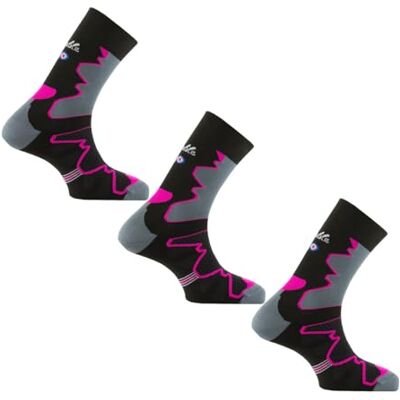 Thyo Lot de 3 paires de mi chaussettes Double-Trek pour randonnée couleur Noir rose Pointure 35-36 - Publicité Thyo Lot de 3 paires de mi chaussettes Double-Trek pour randonnée couleur Noir rose Pointure 35-36 - Publicité
