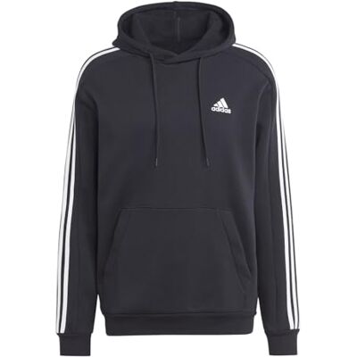 Adidas Homme Essentials Fleece 3-Stripes Hoodie, Black / White, M - Publicité Adidas Homme Essentials Fleece 3-Stripes Hoodie, Black / White, M - Publicité