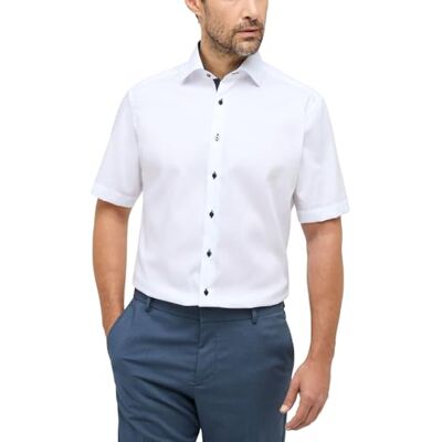 Eterna Chemise à Manches mi-Longues Coupe Moderne Pinpoint Blanc uni, 42 Homme - Publicité Eterna Chemise à Manches mi-Longues Coupe Moderne Pinpoint Blanc uni, 42 Homme - Publicité