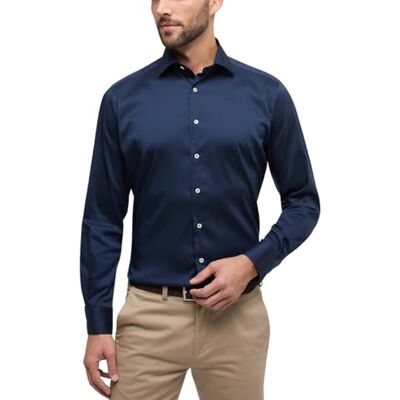 ETERNA Male Performance Shirt uni Modern FIT 43_H_1/1, 1/1, Bleu Marine - Publicité ETERNA Male Performance Shirt uni Modern FIT 43_H_1/1, 1/1, Bleu Marine - Publicité