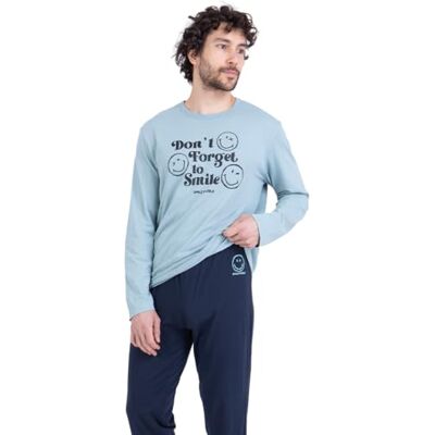 Athena SmileyWorld Pyjama Long Homme – 100% Coton – Sérigraphie Smiley Poitrine + Pantalon - Publicité Athena SmileyWorld Pyjama Long Homme – 100% Coton – Sérigraphie Smiley Poitrine + Pantalon - Publicité