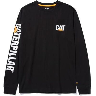 CAT T-Shirt À Manches Longues pour Homme Trademark Banner T-Shirt Homme Boucle de gestion des fils au centre du dos, logos - Publicité CAT T-Shirt À Manches Longues pour Homme Trademark Banner T-Shirt Homme Boucle de gestion des fils au centre du dos, logos - Publicité