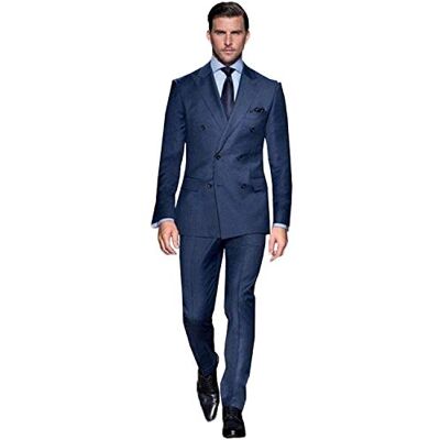 QZI Homme Costume 2 pièces Peak Revers Smoking d'affaires croisé - Publicité QZI Homme Costume 2 pièces Peak Revers Smoking d'affaires croisé - Publicité