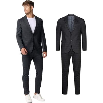 JEFF Hommes JFOliver Set 2-Piece Suit Jacket Pants Costume 2 pièces Veste Pantalon Check 46 - Publicité JEFF Hommes JFOliver Set 2-Piece Suit Jacket Pants Costume 2 pièces Veste Pantalon Check 46 - Publicité