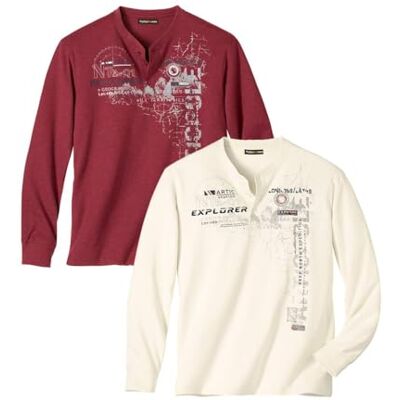 ATLAS FOR MEN Lot de 2 Tee-Shirts Manches Longues à Col Boutonné L - Publicité ATLAS FOR MEN Lot de 2 Tee-Shirts Manches Longues à Col Boutonné L - Publicité