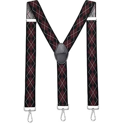 MASADA Bretelles pour hommes Mousqueton robustes 3,5 cm de large jusqu'à 195 cm de hauteur Plaid-noir rouge blanc - Publicité MASADA Bretelles pour hommes Mousqueton robustes 3,5 cm de large jusqu'à 195 cm de hauteur Plaid-noir rouge blanc - Publicité