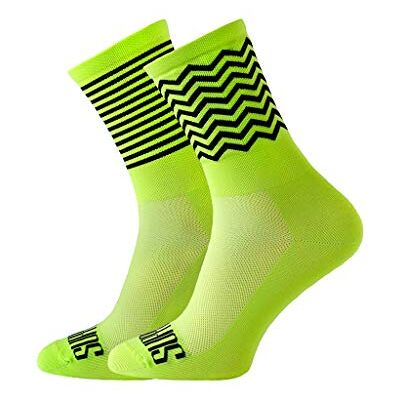 SUPPORT Chaussettes de cyclisme pour hommes, accessoires cyclistes à motifs amusants pour la randonnée, la marche, le vélo, Zig Zag Lime 39-41 - Publicité SUPPORT Chaussettes de cyclisme pour hommes, accessoires cyclistes à motifs amusants pour la randonnée, la marche, le vélo, Zig Zag Lime 39-41 - Publicité