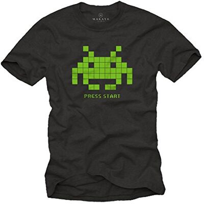 Makaya Vintage Gamer Tee Retro Motif Space Invaders T-Shirt Geek Homme - Publicité Makaya Vintage Gamer Tee Retro Motif Space Invaders T-Shirt Geek Homme - Publicité