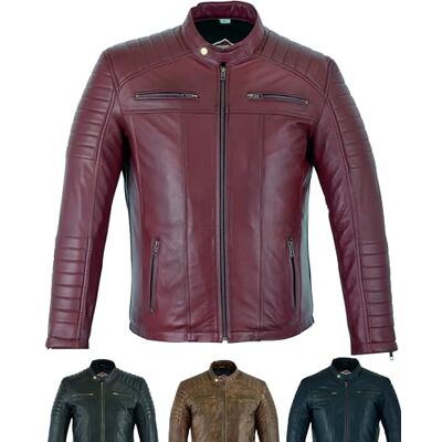 Texpeed - Veste Biker en cuir pour homme - Rouge - M - Veste - Publicité Texpeed - Veste Biker en cuir pour homme - Rouge - M - Veste - Publicité