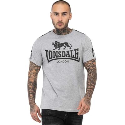 Lonsdale Stour T-Shrit, Gris Marl/Noir/Blanc, XXL Hommes, - Publicité Lonsdale Stour T-Shrit, Gris Marl/Noir/Blanc, XXL Hommes, - Publicité