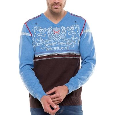 Shilton Pull col v Lions Homme 3XL / Ciel - Publicité Shilton Pull col v Lions Homme 3XL / Ciel - Publicité