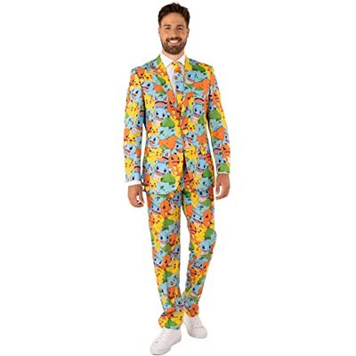 OppoSuits Costume pour Hommes Costume De Jeu Pokémon Nintendo Switch Coupe Ajustée Multicolore Blazer, Pantalon Et Cravate - Publicité OppoSuits Costume pour Hommes Costume De Jeu Pokémon Nintendo Switch Coupe Ajustée Multicolore Blazer, Pantalon Et Cravate - Publicité
