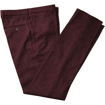 Tuikayoo Pantalon en tweed à chevrons en laine épaisse plissée à l'avant pour homme, bordeaux, 34W x 32L - Publicité Tuikayoo Pantalon en tweed à chevrons en laine épaisse plissée à l'avant pour homme, bordeaux, 34W x 32L - Publicité