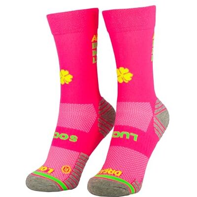 LUCKY SOCKS LS Lucky Socks Chaussettes de course pour hommes et femmes Respirantes et antidérapantes Avec citation motivante : « Always believe in your luck », Rose fluo, 43-46 - Publicité LUCKY SOCKS LS Lucky Socks Chaussettes de course pour hommes et femmes Respirantes et antidérapantes Avec citation motivante : « Always believe in your luck », Rose fluo, 43-46 - Publicité
