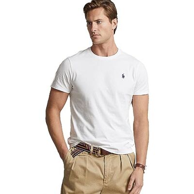 Ralph Lauren T-Shirt pour Hommes Custom Slim Fit en Jersey (as4, Alpha, m, Regular, Regular, White) - Publicité Ralph Lauren T-Shirt pour Hommes Custom Slim Fit en Jersey (as4, Alpha, m, Regular, Regular, White) - Publicité