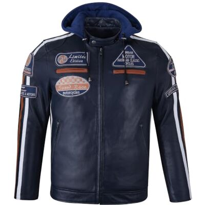 URBAN 5884 Cuir Urbain 58 Bleu Marine Veste - Veste - Publicité URBAN 5884 Cuir Urbain 58 Bleu Marine Veste - Veste - Publicité